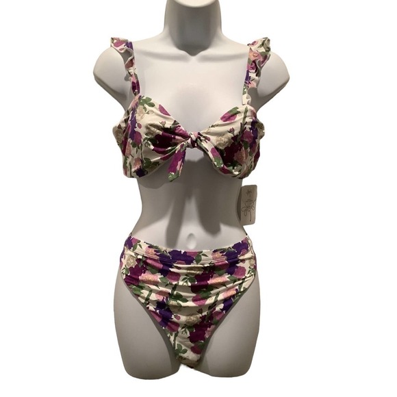 Dippin’ Daisy’s Countess Floral Retro Looking 2 Piece Swimsuit L - Picture 4 of 9